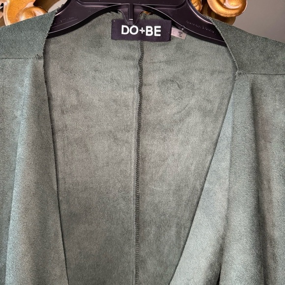 DO+BE green faux suede draped cardigan size small - Picture 4 of 8